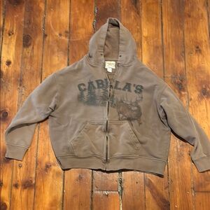Cabela's Tan Hoodie with Elk Design